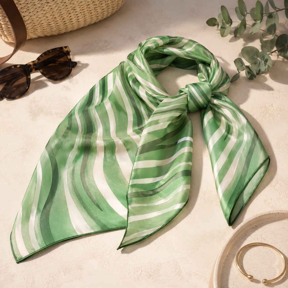Vintage Vera Scarf Zebra Vintage Vera Scarf S Striped Green White 21" x 21"